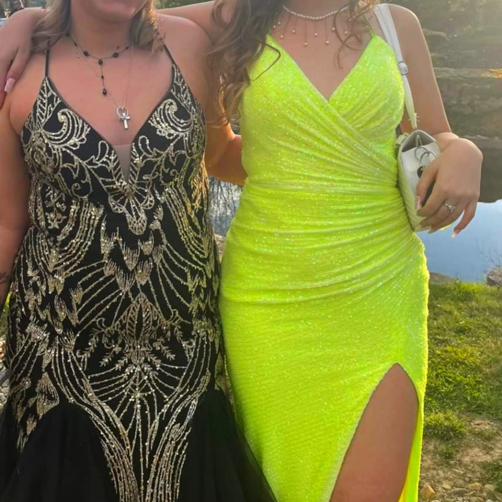 Neon green prom dress